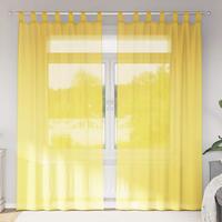 Voile-gardiner med stanglommer 2 stk gul