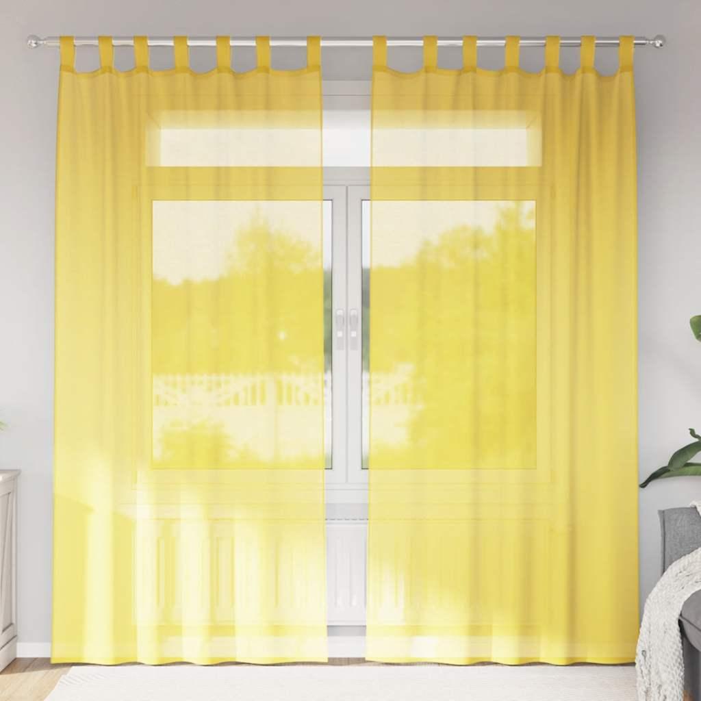 Voile-gardiner med stanglomme 2 stk - gul 140 × 225 cm billede