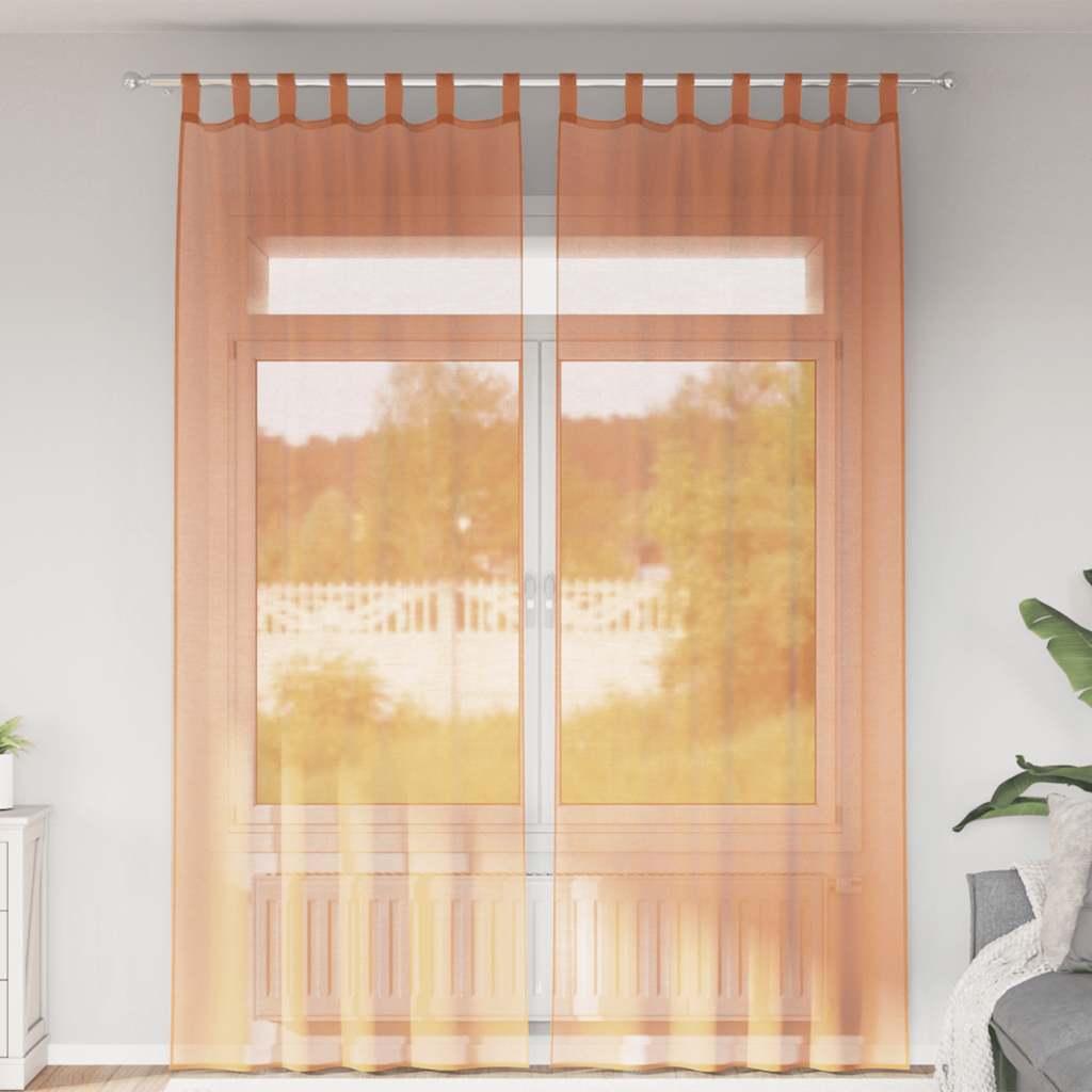 Voile-gardiner med stanglommer - 2 stk, terrakotta, 140 × 260 cm