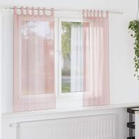 Voile-gardiner med løkker 2 stk. 140x175 cm lyserød