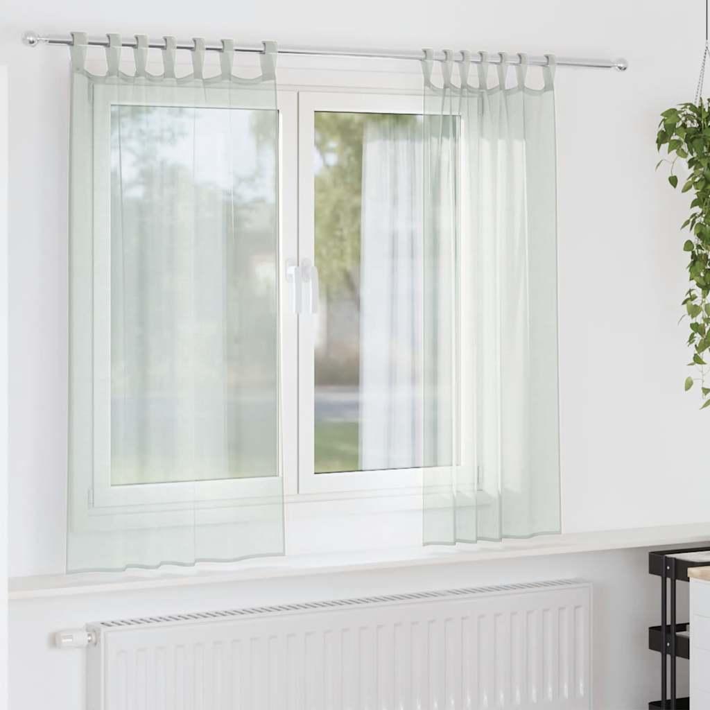 Voile-gardiner med løkker 2 stk. 140x140 cm lysegrå
