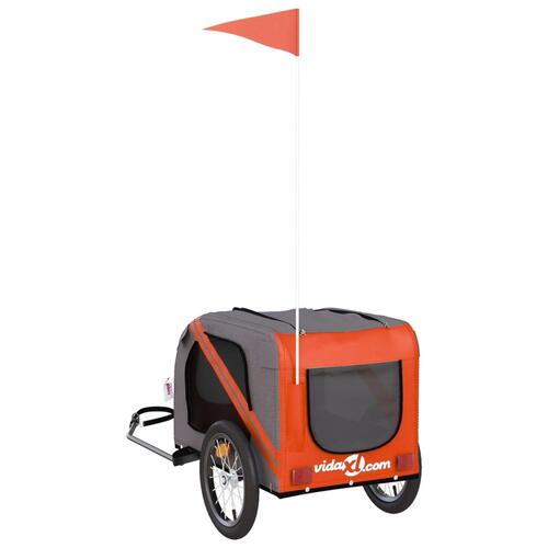 Cykeltrailer til kæledyr oxfordstof og jern orange og grå