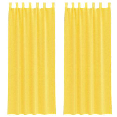 Voile-gardiner med stanglommer 2 stk gul