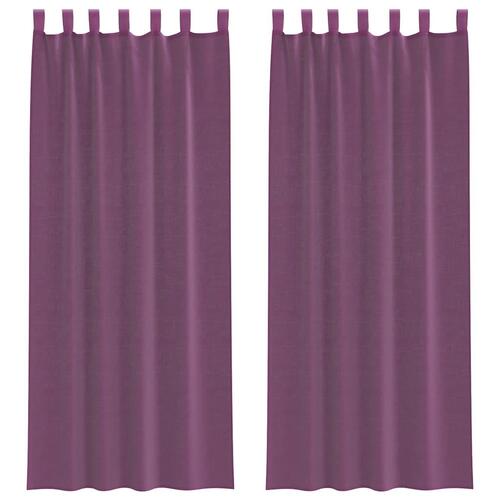 Voile-gardiner med stanglommer 2 stk lilla