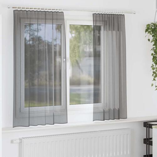 Voile-gardiner med stanglommer 2 stk. mørkegrå