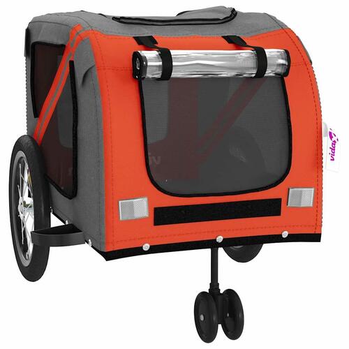Cykeltrailer til kæledyr oxfordstof og jern orange og grå
