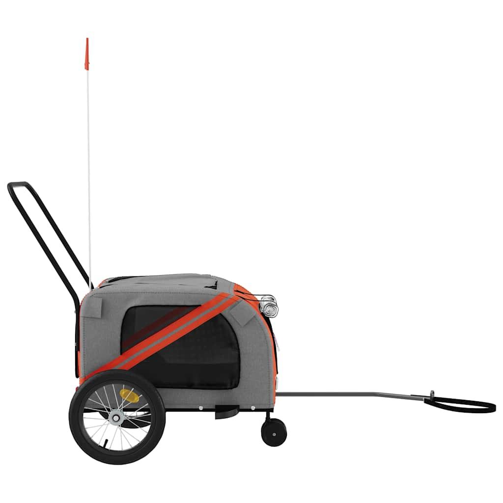 Cykeltrailer til kæledyr oxfordstof og jern orange og grå