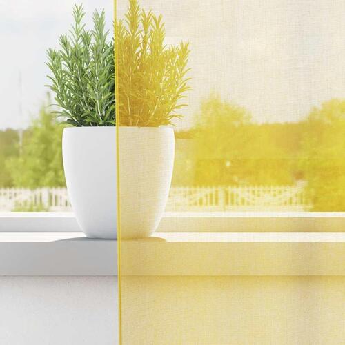 Voile-gardiner med løkker 2 stk. 140x140 cm gul