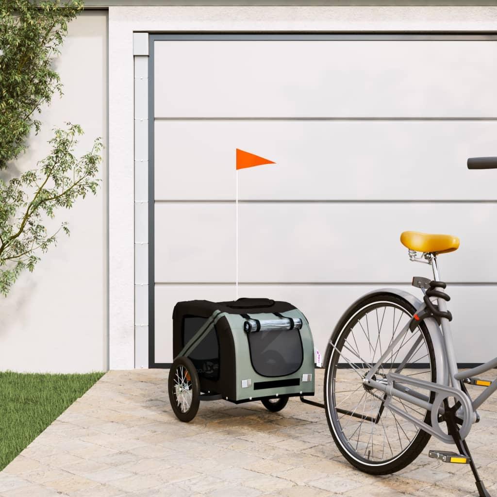 cykelanhænger til kæledyr oxfordstof og jern sort og grå