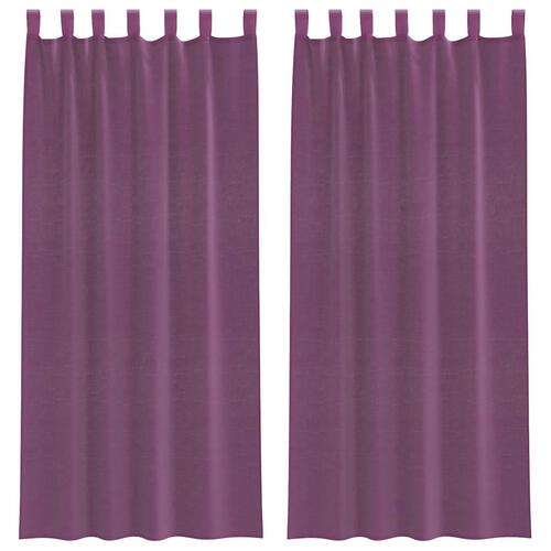 Voile-gardiner med stanglommer 2 stk lilla