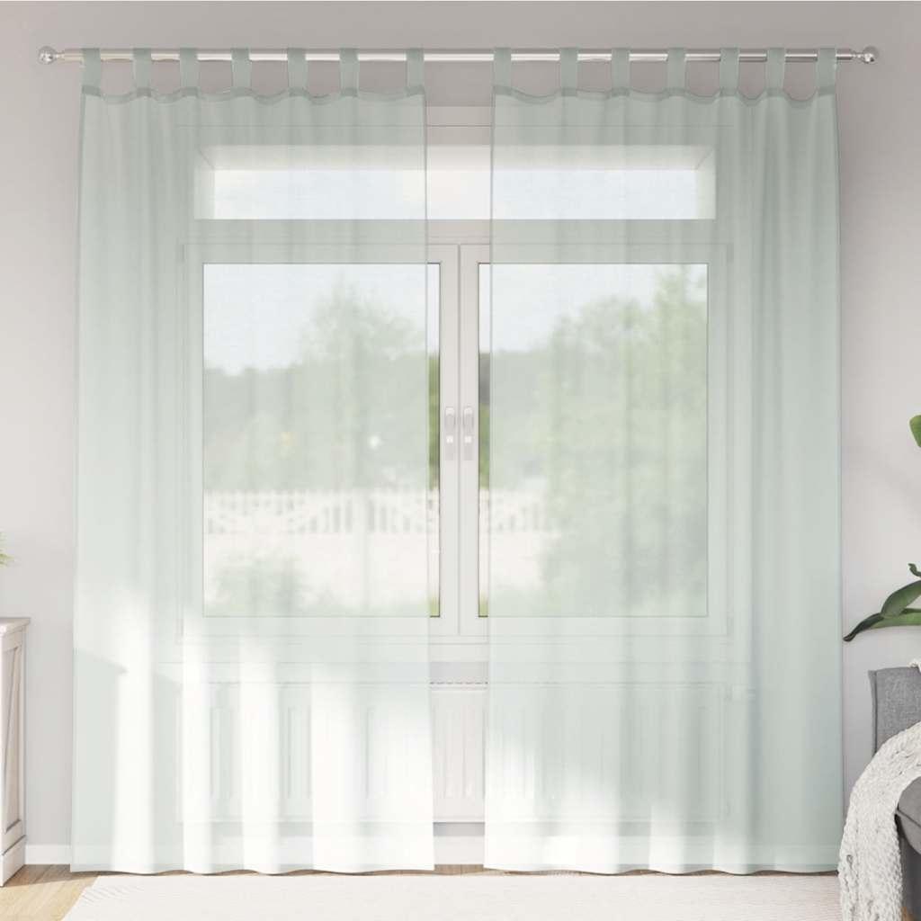 Voile-gardiner med stanglommer, 2 stk., lysegrå 140 × 225 cm billede