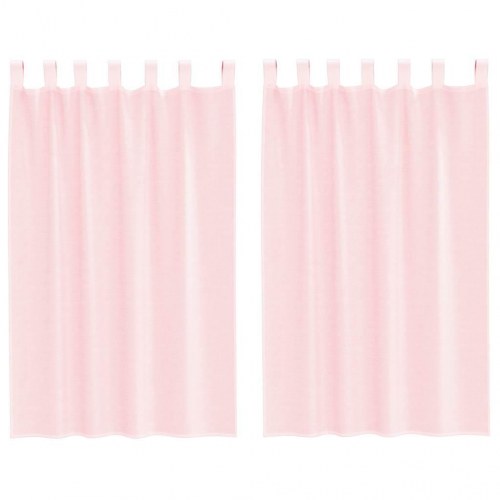Voile-gardiner med stanglommer 2 stk. lyserød