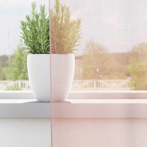 Voile-gardiner med stanglommer 2 stk. lyserød