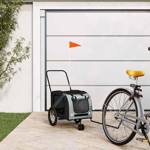 Hundetrailer til cykel oxfordstof og jern grå og sort