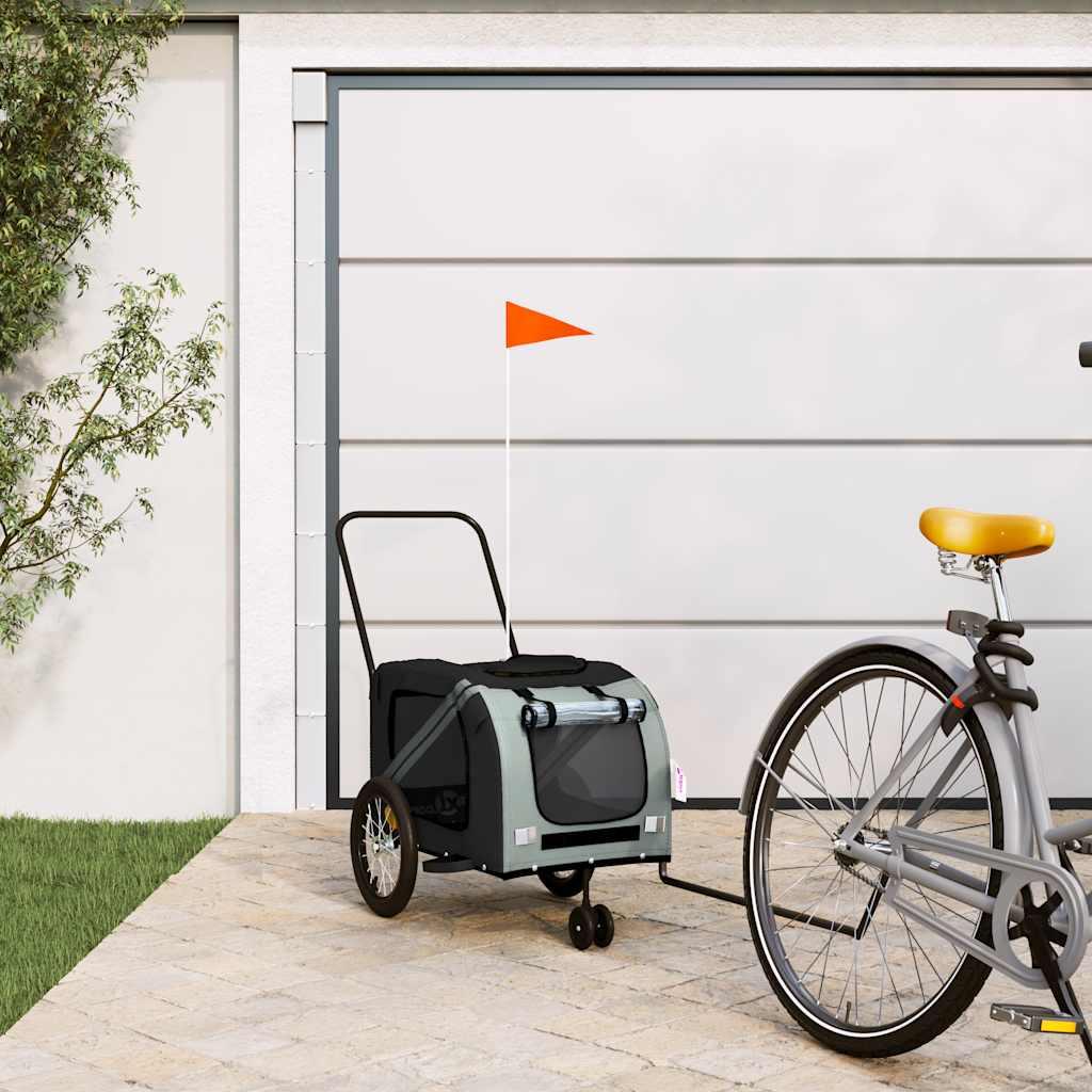 Hundetrailer til cykel oxfordstof og jern grå og sort