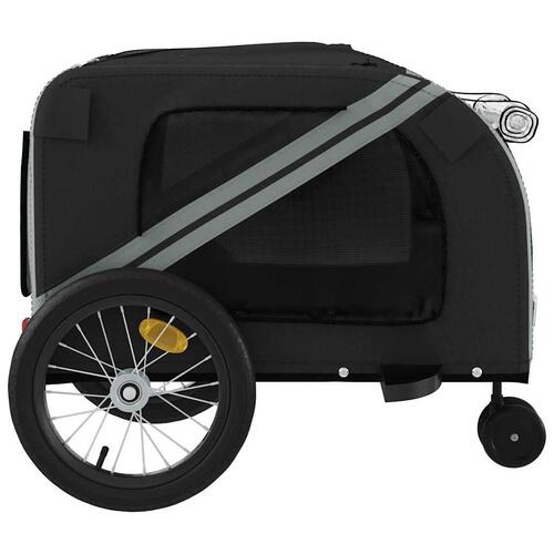 Hundetrailer til cykel oxfordstof og jern grå og sort