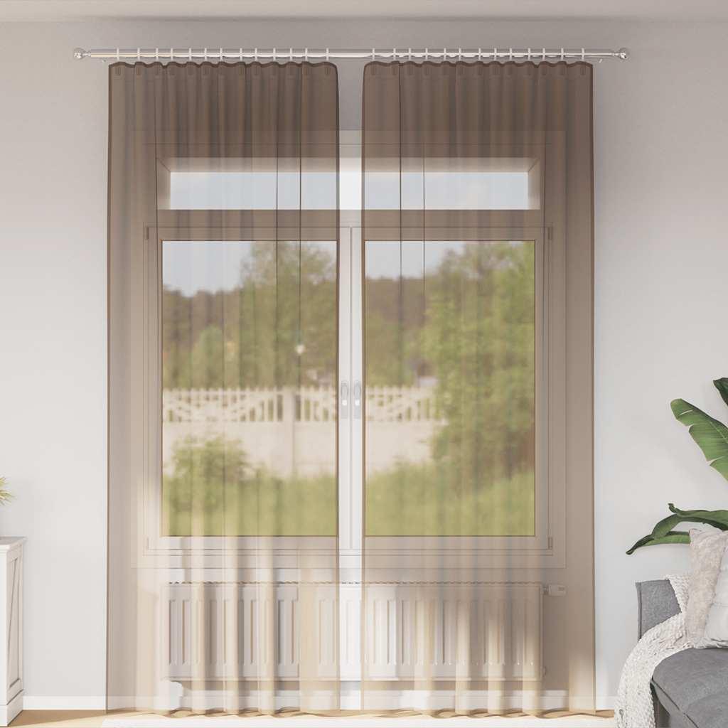 Voile-gardiner med stanglomme, 2 stk - lysebrun, 140 × 260 cm billede