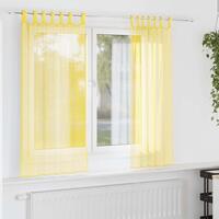 Voile-gardiner med stanglommer 2 stk gul