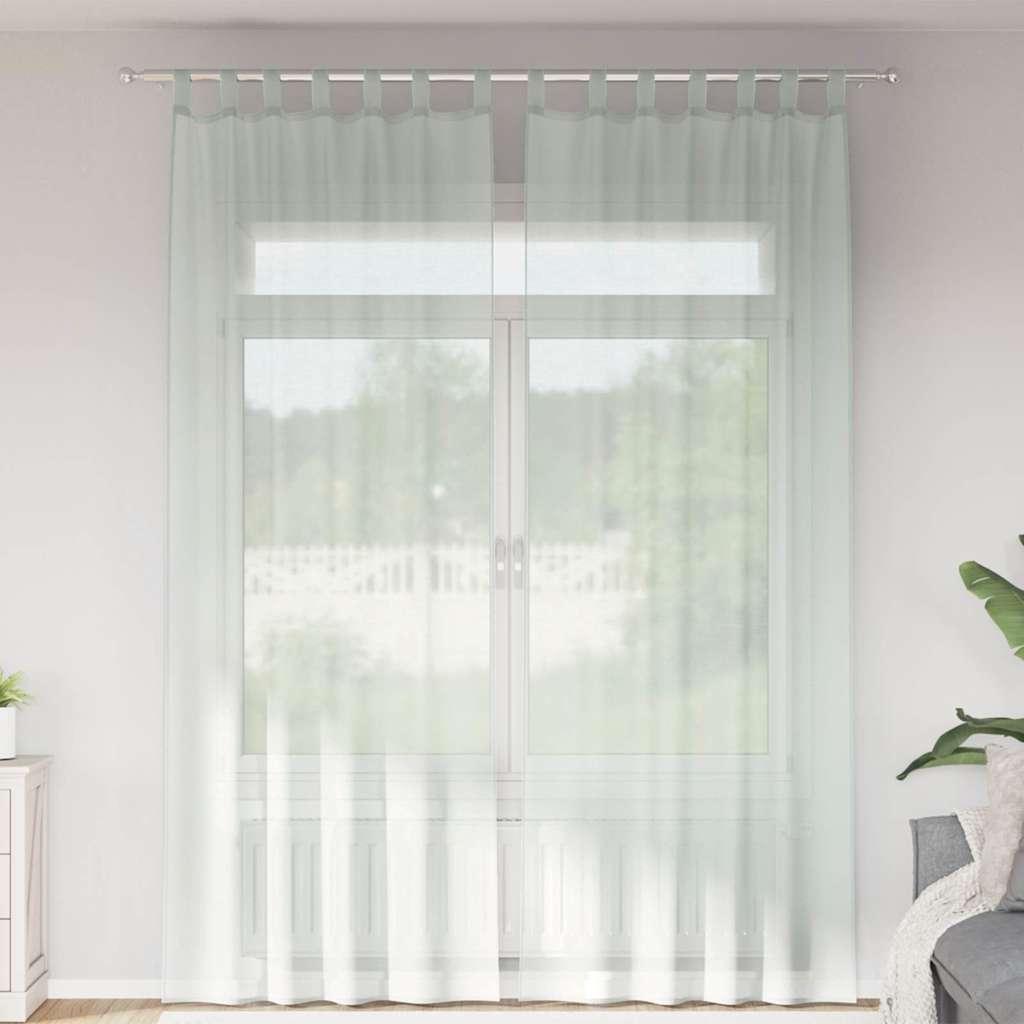 Voile-gardiner med stanglommer - 2 stk., lysegrå, 140 × 260 cm billede