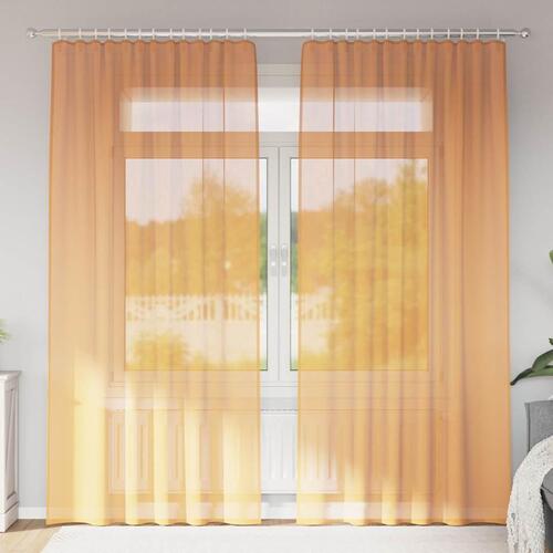 Voile-gardiner med stanglommer 2 stk. orange