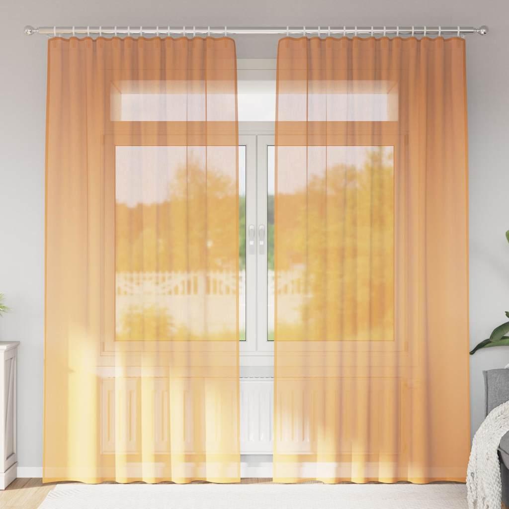 Voile-gardiner med stanglommer 2 stk. orange