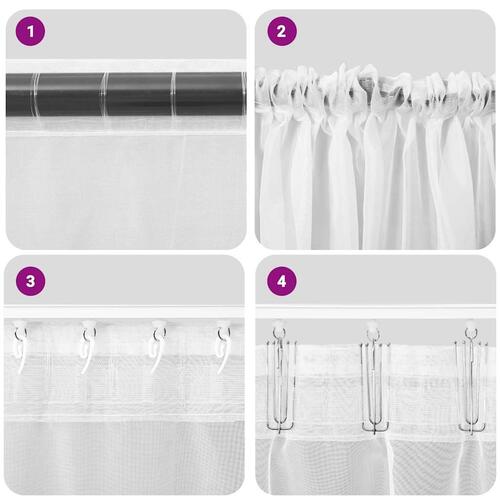 Voile-gardiner med stanglommer 2 stk. orange