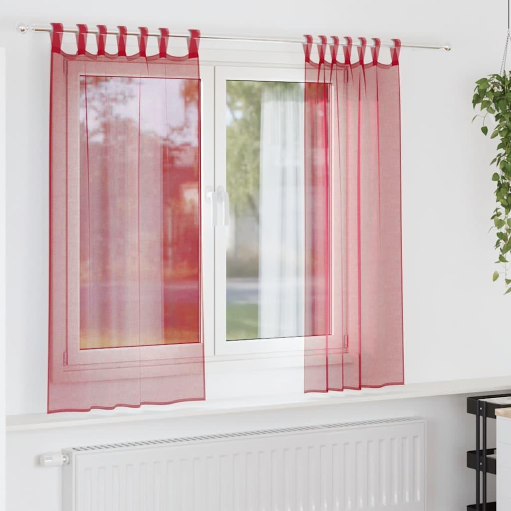 Voile-gardiner med løkker 2 stk. 140x140 cm vinrød