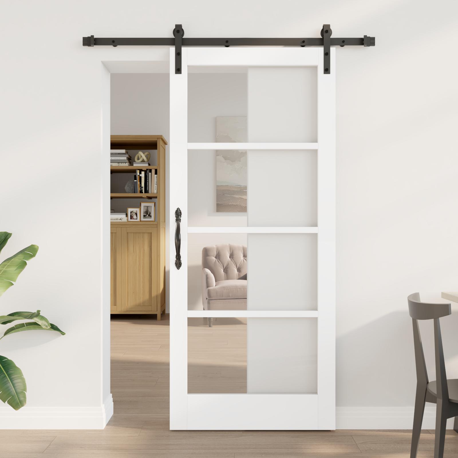 Glidende Dør med Hardware Sæt 'ORKDAL'Hvid 86x198.5 cm