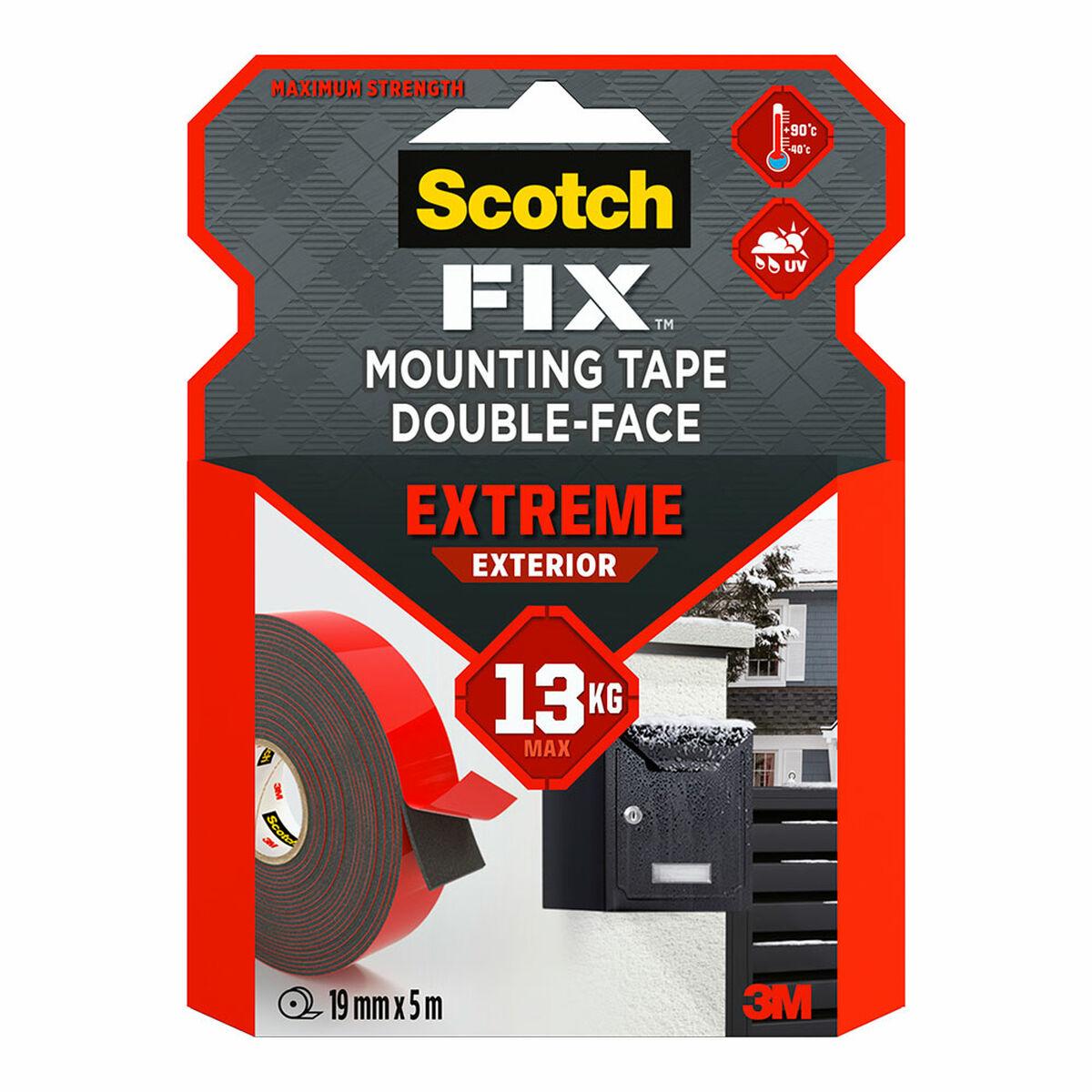 Scotch dobbeltsidet monteringstape Extreme, 19 mm x 5 m, grå billede