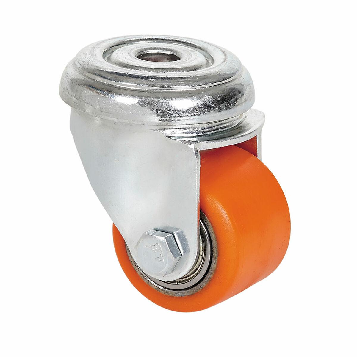 Ruedas Alex drejeligt møbelhjul - orange polyuretan, Ø 3,5 cm, 100 kg