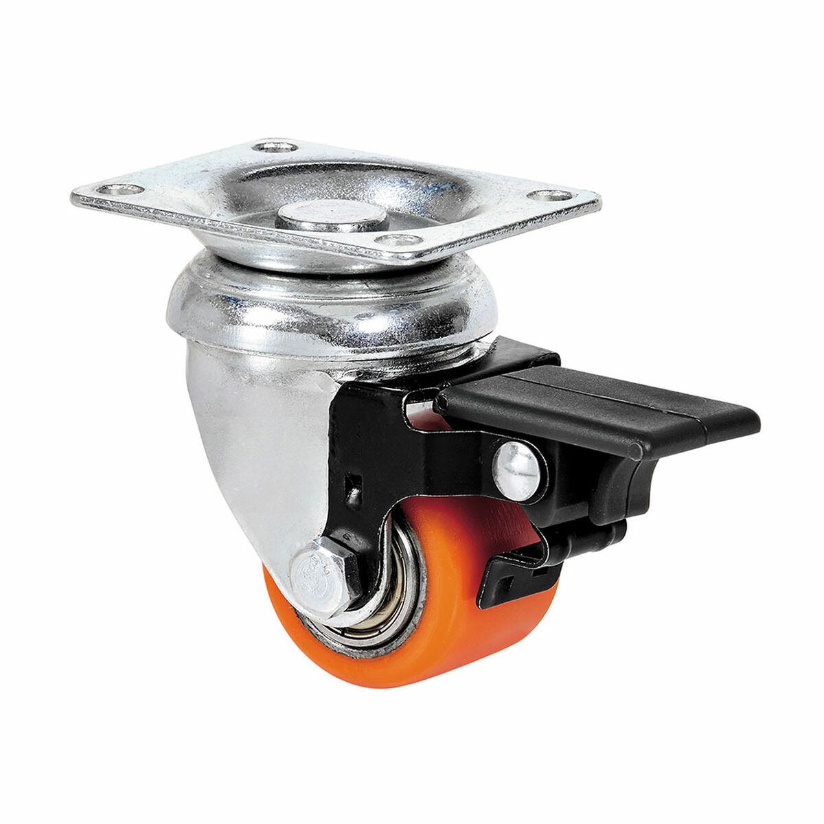 Ruedas Alex møbelhjul Ø 3,5 cm - drejelig, orange polyuretan/jern