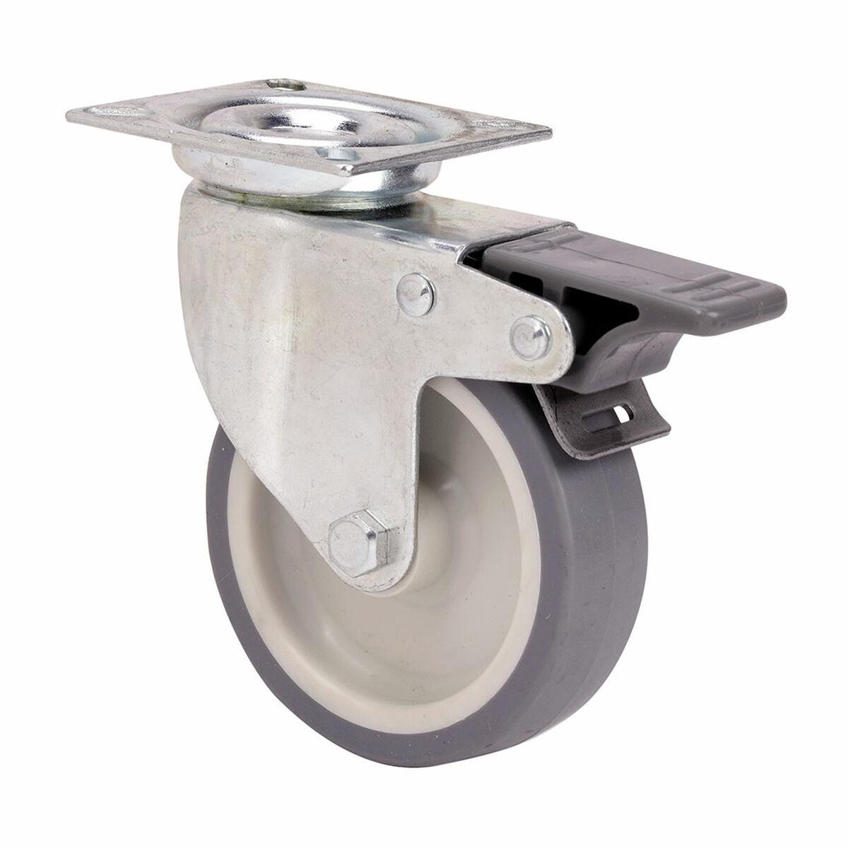 Ruedas Alex drejeligt møbelhjul med bremse, grå gummi/poliamix Ø 5 cm - 40 kg