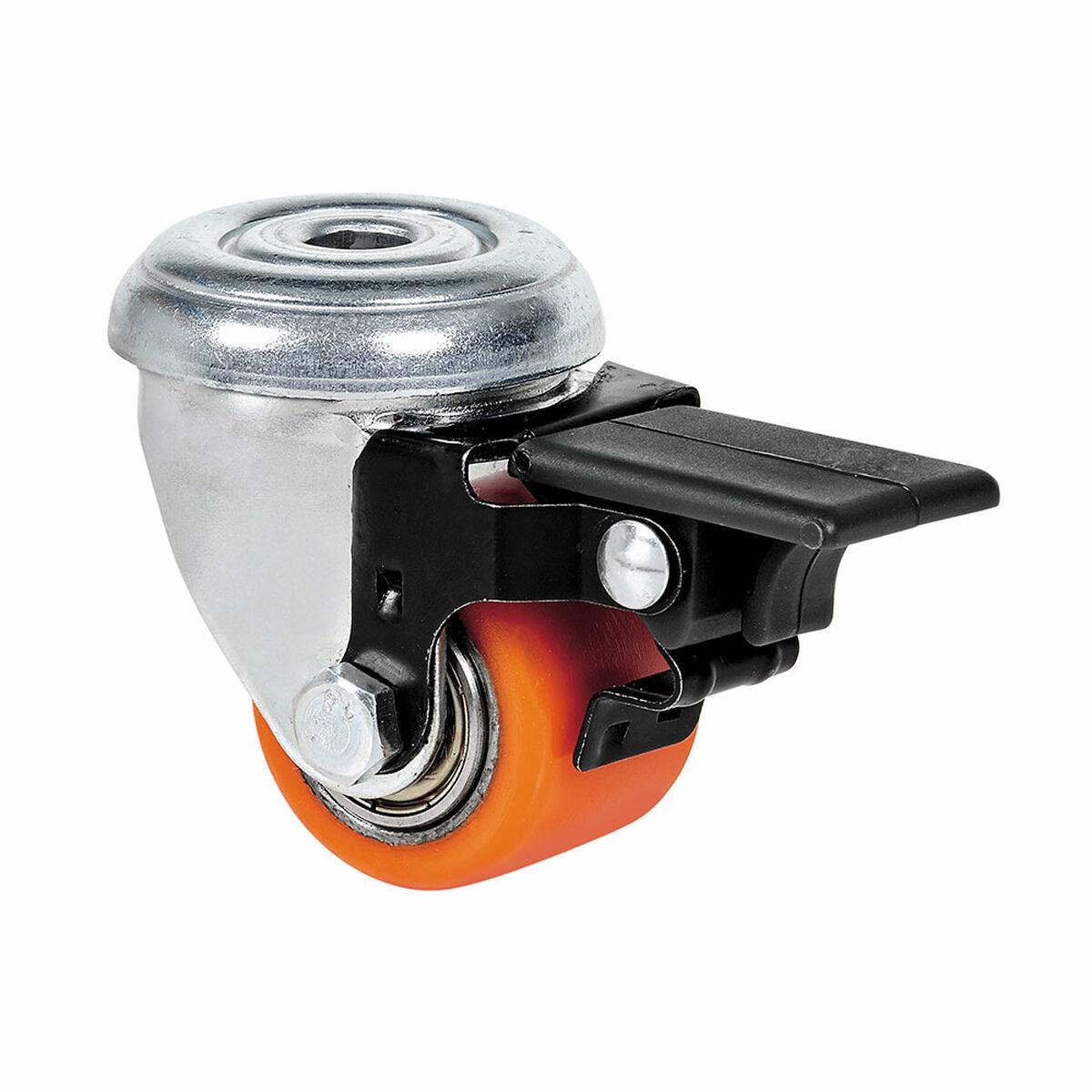 Ruedas Alex møbelhjul, drejelig - orange polyuretan, jern, Ø 3,5 cm