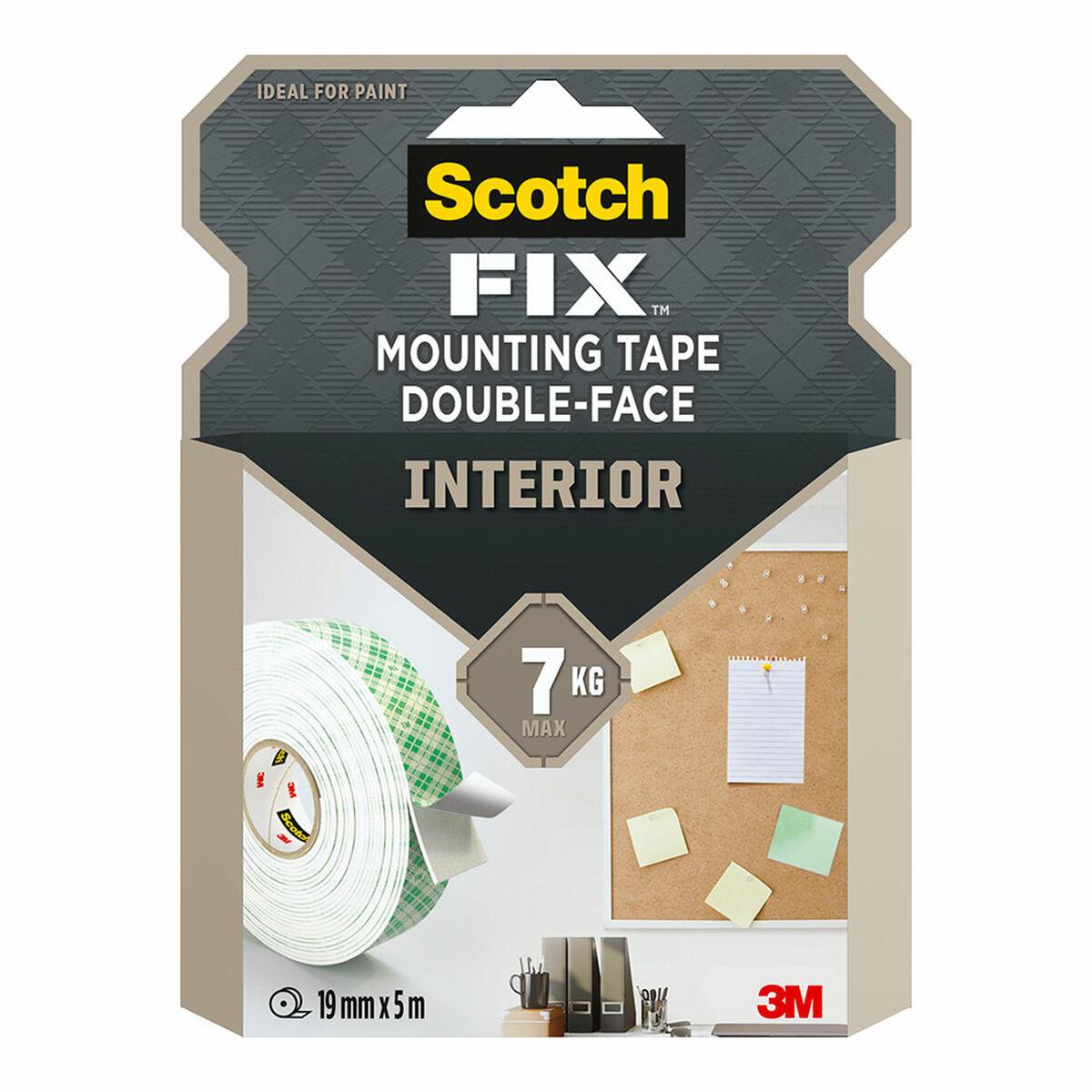 Scotch dobbeltsidet monteringstape 19 mm x 5 m - hvid