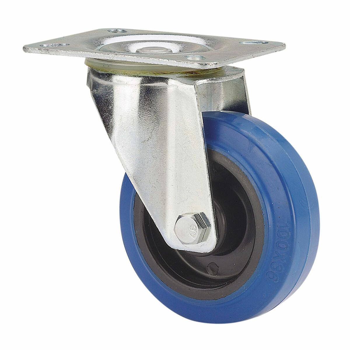 Ruedas Alex drejehjul - blå gummi/poliamix, Ø12,5 cm, 130 kg