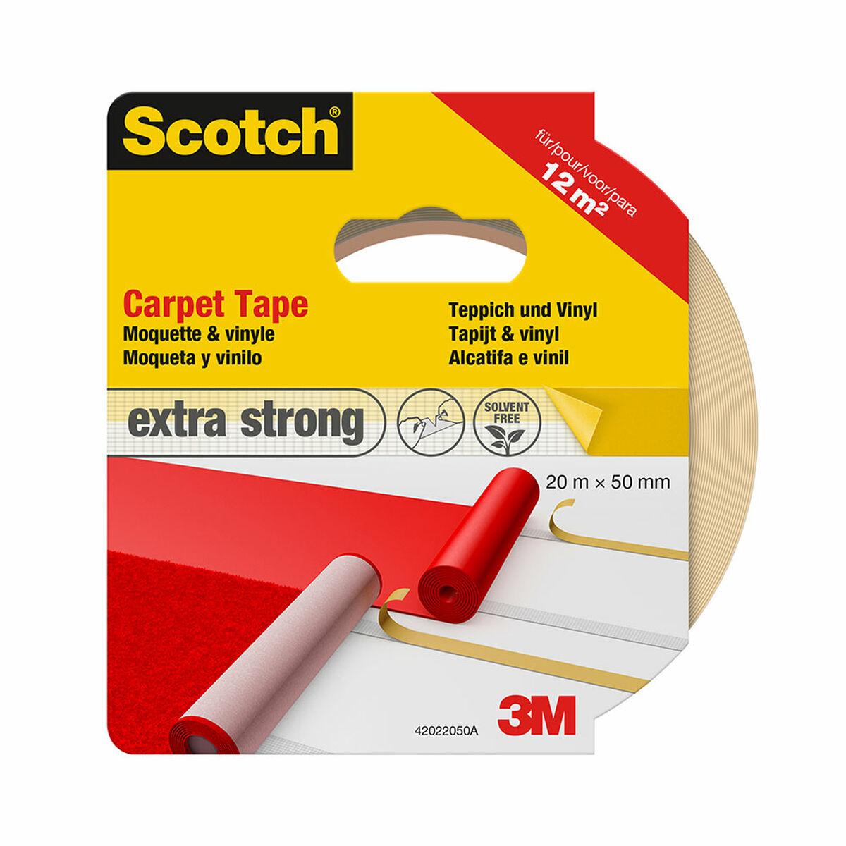 Scotch dobbeltsidet tæppetape 20 m × 50 mm - ekstra stærk