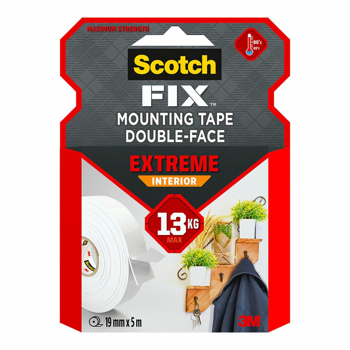 Scotch dobbeltsidet monteringstape Extreme - 19 mm x 5 m, hvid billede
