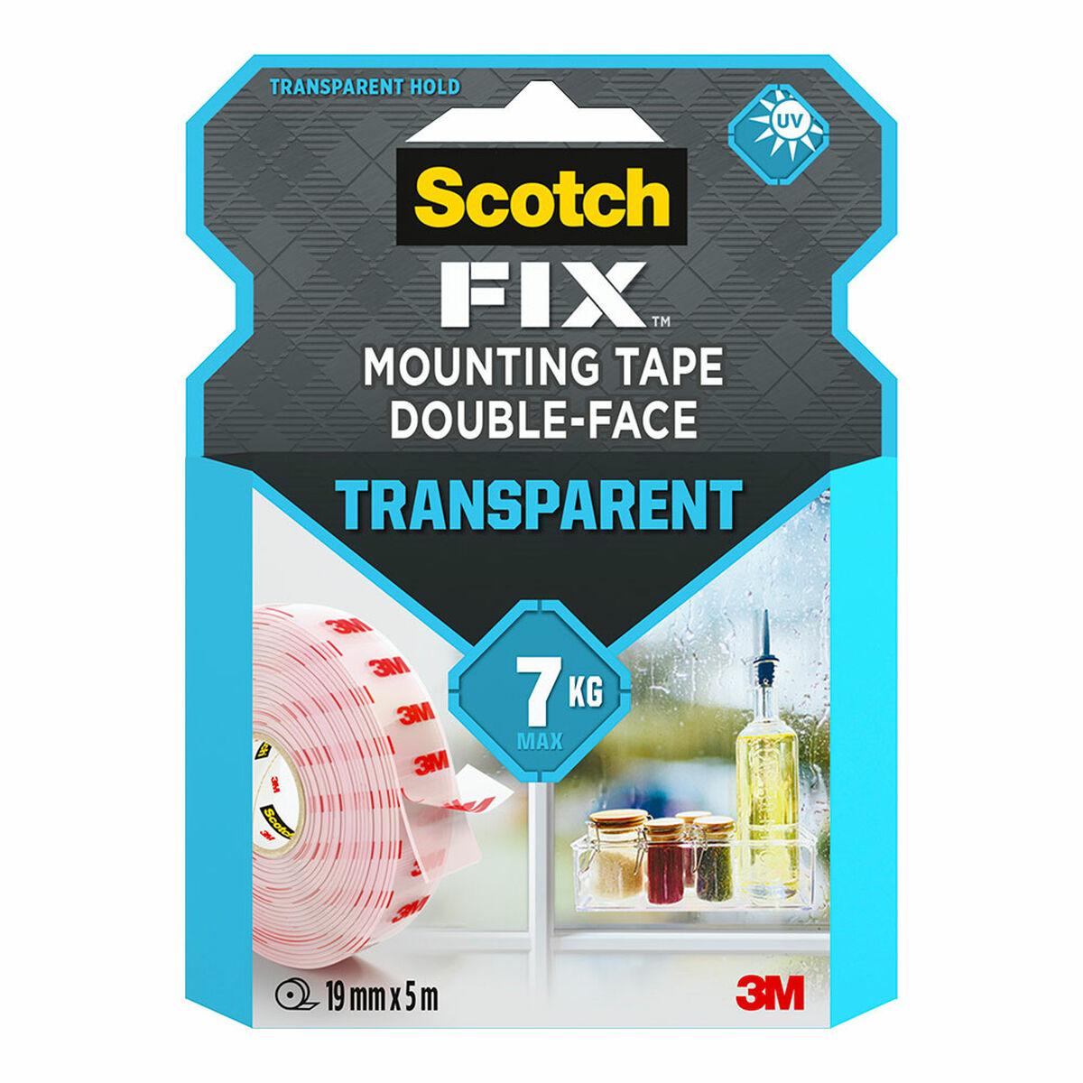 Scotch dobbeltsidet tape, gennemsigtig 19 mm × 5 m