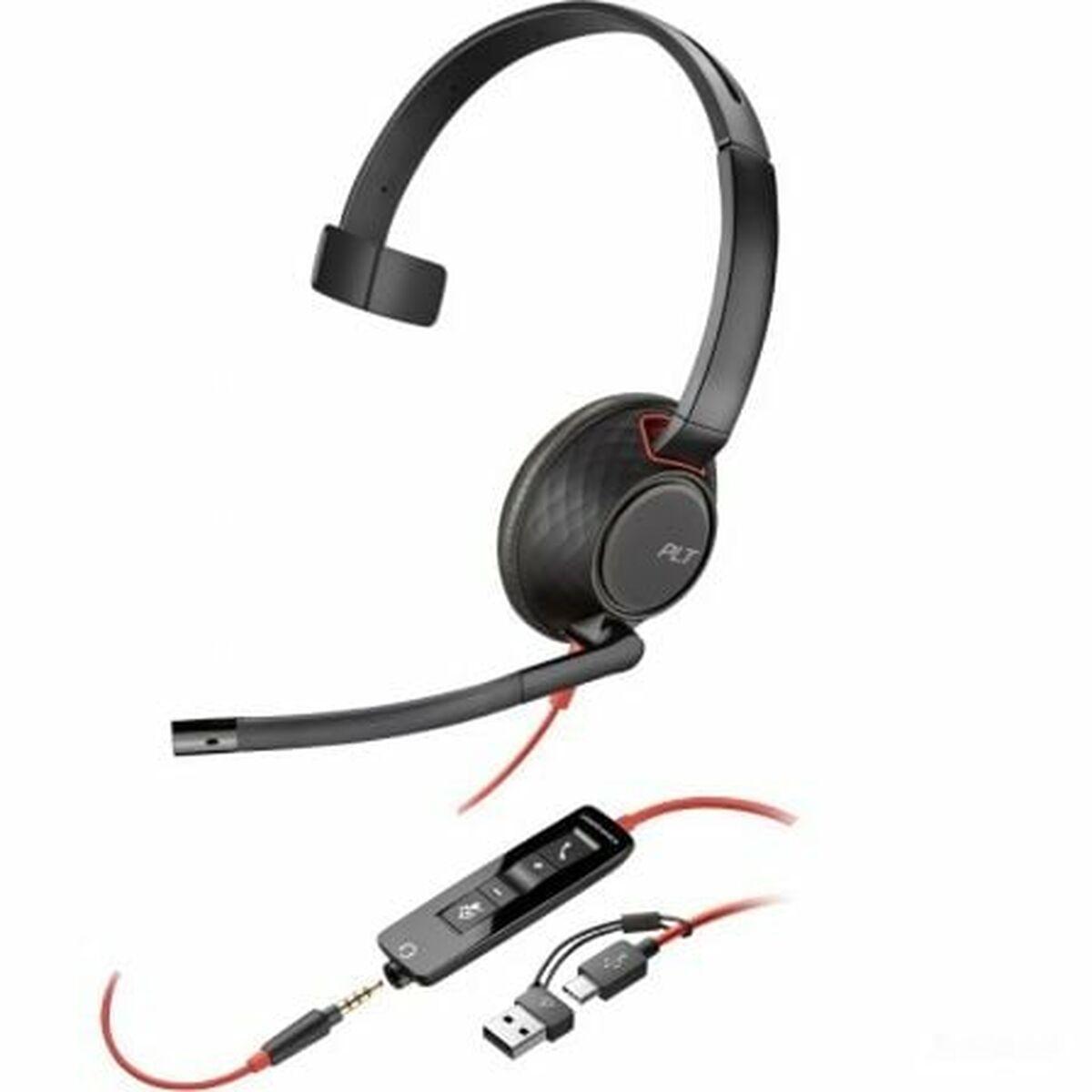 HP 8X230A6 kontor-headset med mikrofon - Sort/Rød (monaural) billede