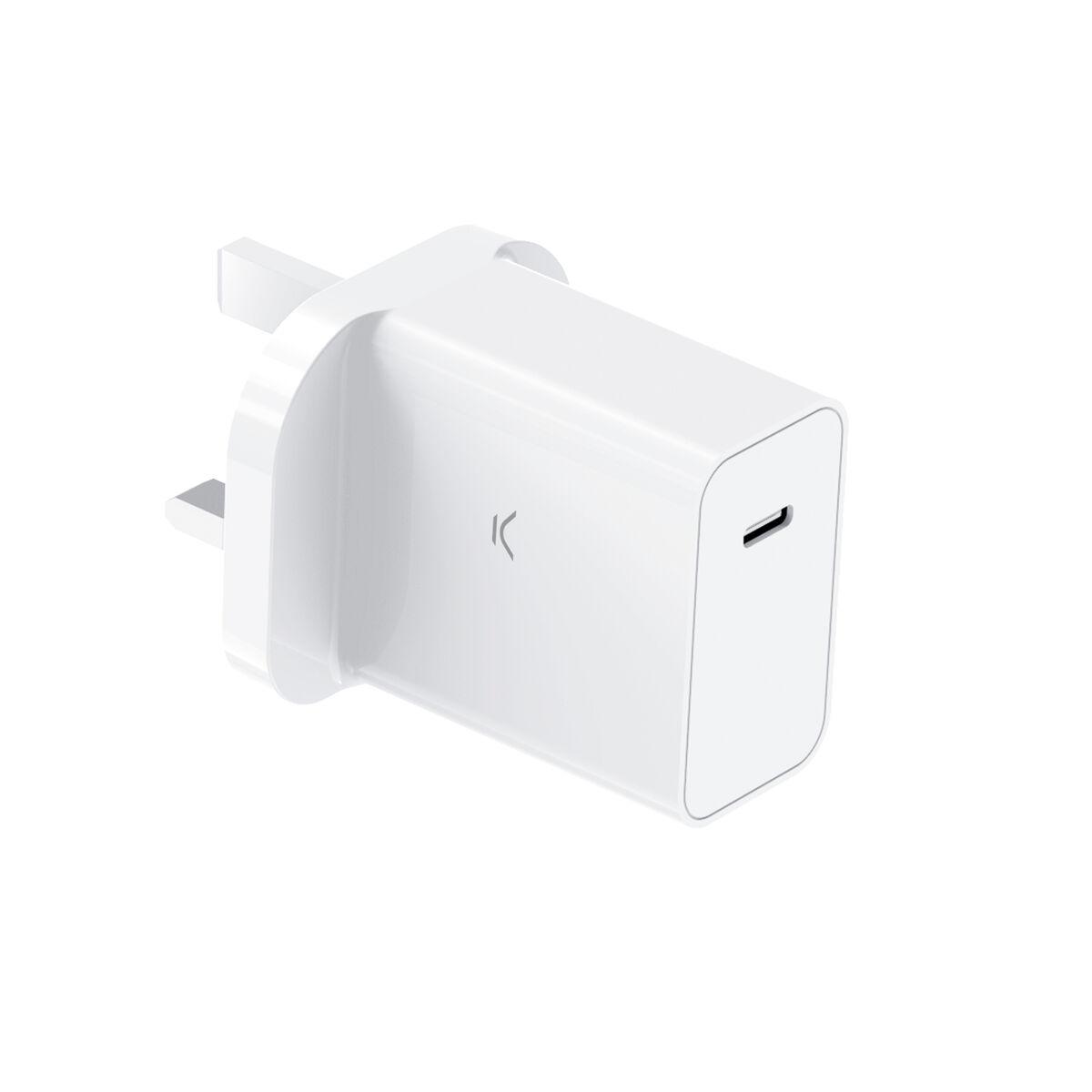 KSIX vægoplader PPS 30 W - Hvid, USB‑C
