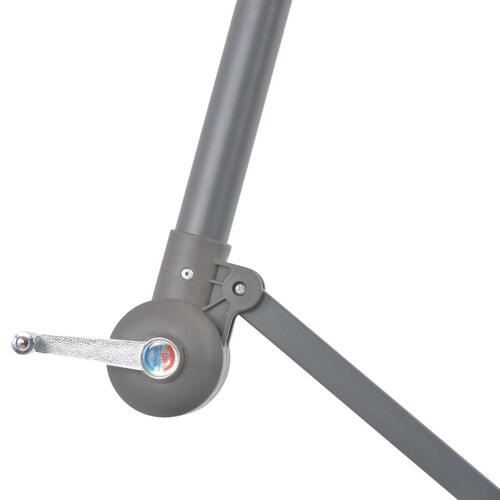 Hængeparasol med LED-lys 350 cm sort