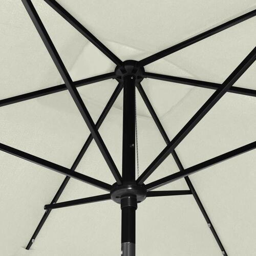 Parasol med stålstang og LED-lys 2x3 m sandfarvet