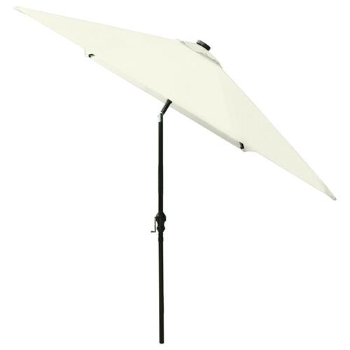 Parasol med stålstang og LED-lys 2x3 m sandfarvet