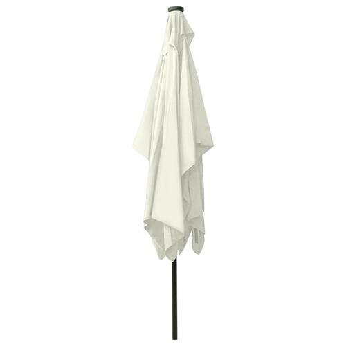 Parasol med stålstang og LED-lys 2x3 m sandfarvet