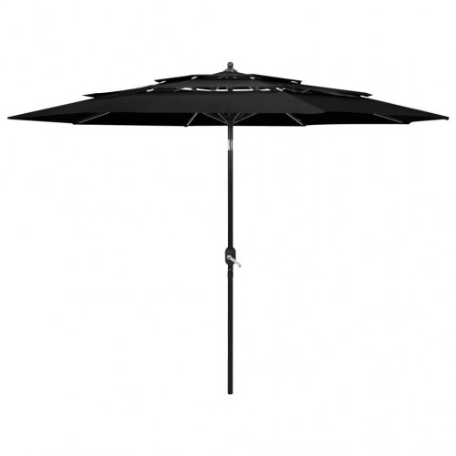 Parasol med aluminiumsstang - 3 niveauer, Ø300 cm, sort