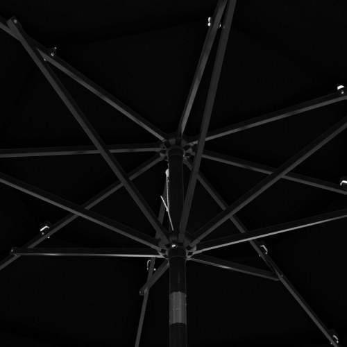 Parasol med aluminiumsstang - 3 niveauer, Ø300 cm, sort