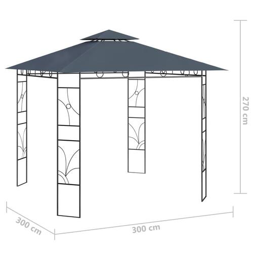 Pavillon 3x3x2,7 m 160 g/m² antracitgrå