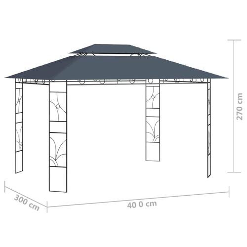 Pavillon 4x3x2,7 m 160 g/m² antracitgrå