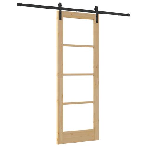 Skridsikker Dør med Hardware Sæt 'ORKDAL'Massiv Træ & Glas, Indendørs Dør med Glas 'ORKDAL'73,5x198,5x4 cm Massiv Fyrretræ