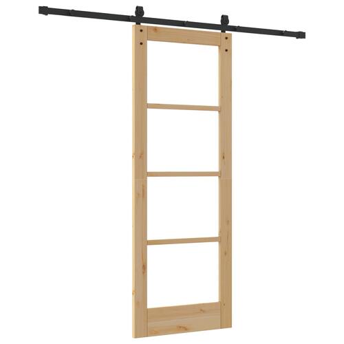 Skridsikker Dør med Hardware Sæt 'ORKDAL'Massiv Træ & Glas, Indendørs Dør med Glas 'ORKDAL'73,5x198,5x4 cm Massiv Fyrretræ